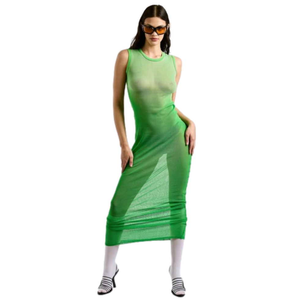 COTTON CITIZEN Rio Maxi Dress in Electric Lime - Size Small - Picture 3 of 8